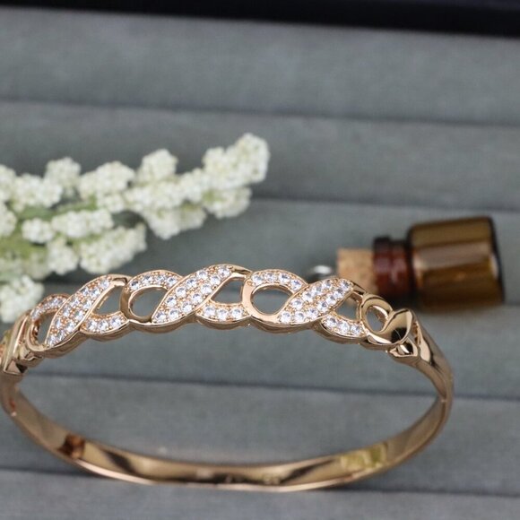 Rose Gold Bangle with Infinity Design and Sparkling Stones, XPBL0456 - Picture 11 of 12